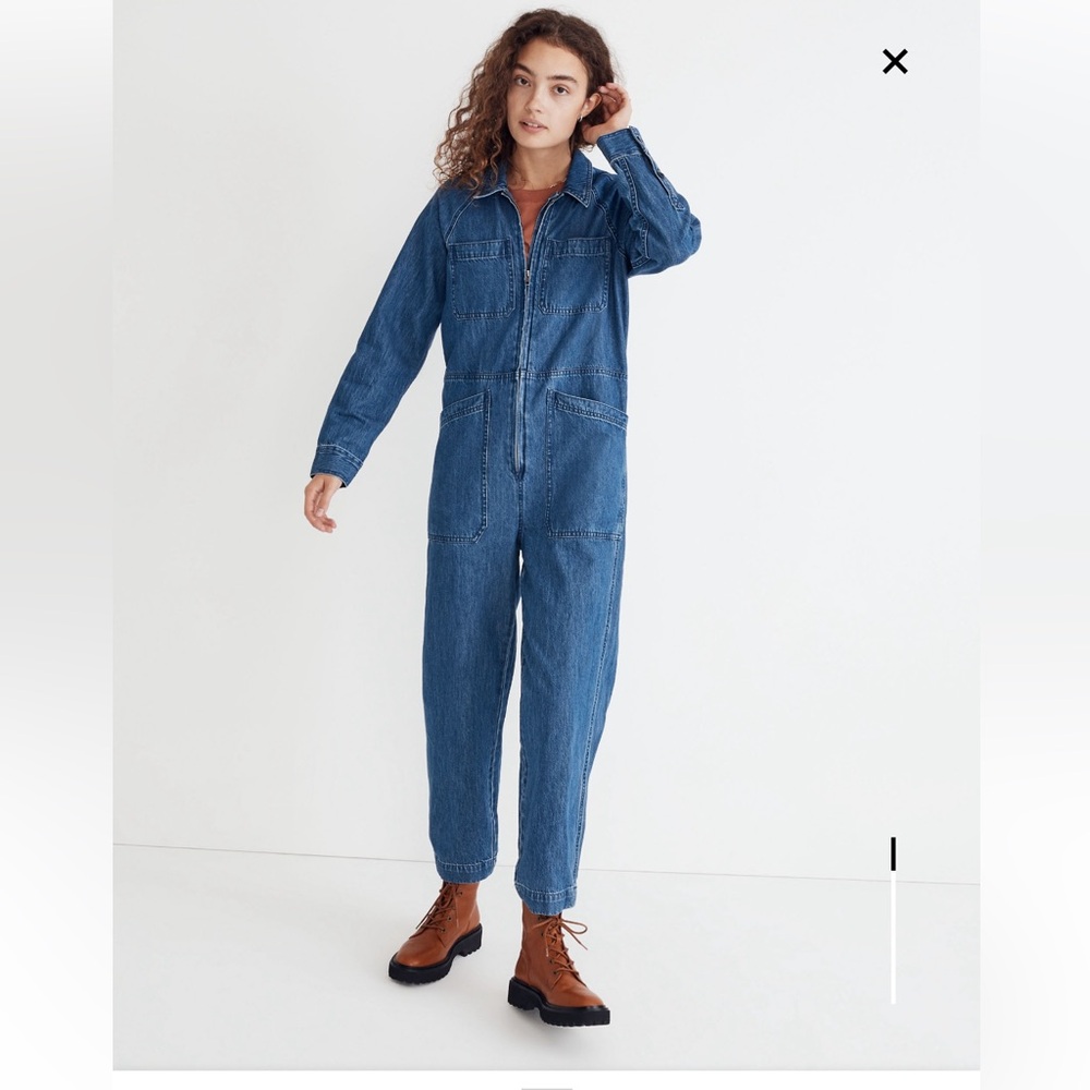 Madewell Blue Denim Zipped Jumpsuit Size S